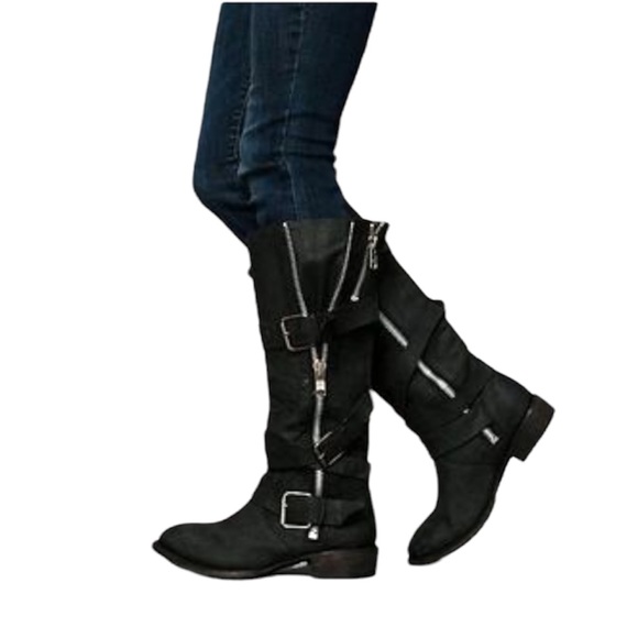 Dolce Vita Marlo Tall Zip Buckle Biker Boot Sz 7 - Picture 2 of 13